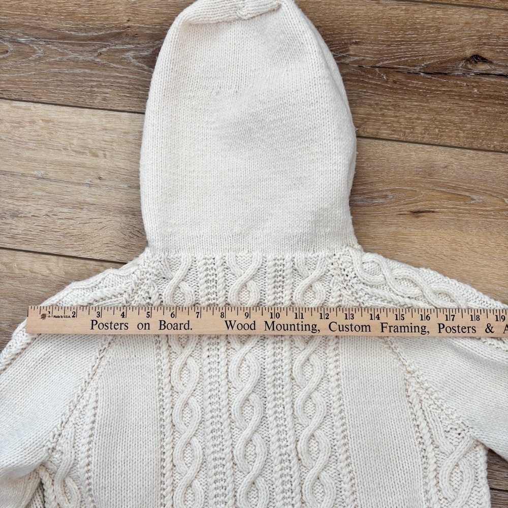 Hand Crafted Cream Hooded Cable Knit Cardigan - Picture 10 of 16